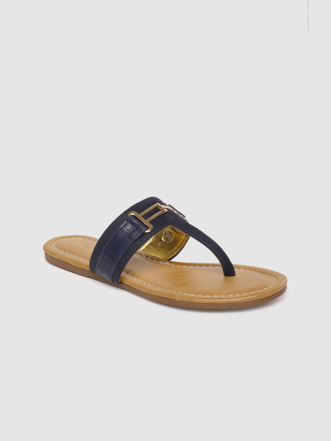 

Inc 5 Women Navy Blue Embellished T-Strap Flats