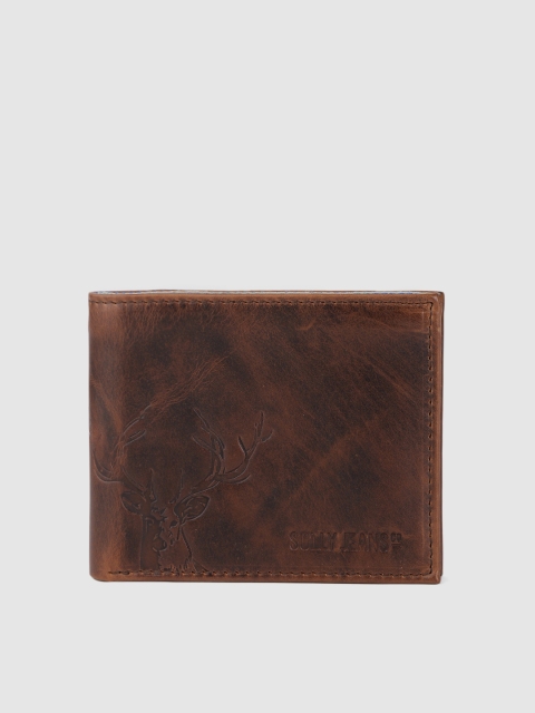 

Allen Solly Men Brown Textured Two Fold Leather Wallet