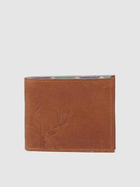 

Allen Solly Men Brown Textured Two Fold Leather Wallet