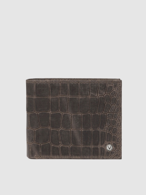 

Allen Solly Men Brown Textured Animal Skin Leather Two Fold Wallet