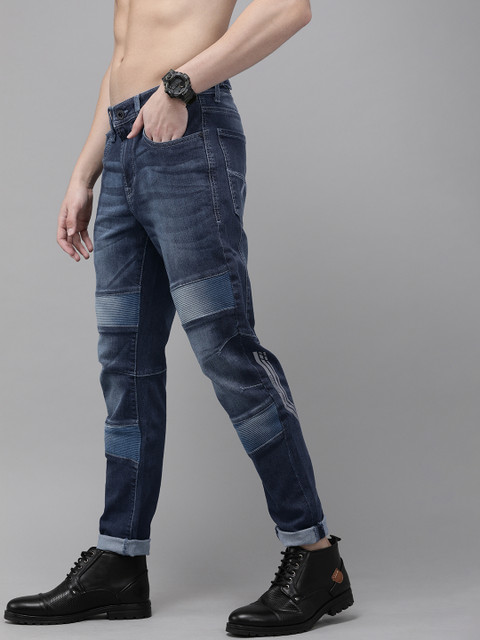

The Roadster Lifestyle Co Men Blue Regular Fit Mid-Rise Biker Fit Clean Look Stretchable Jeans