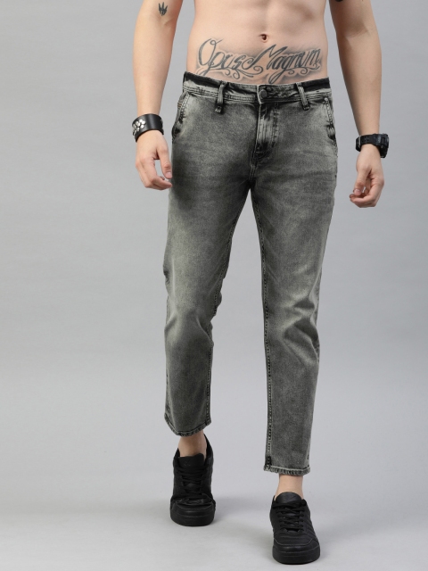 

The Roadster Lifestyle Co Men Grey Slim Tapered Fit Mid-Rise Cropped Clean Look Stretchable Jeans