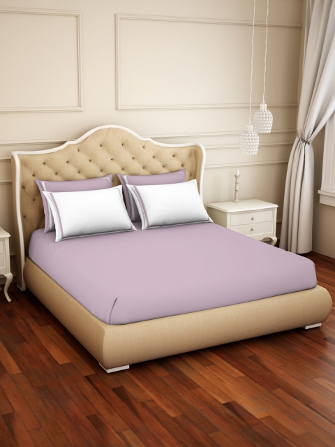 

SPACES Lavender Solid 300 TC Cotton Hygro 1 King Bedsheet with 4 Pillow Covers