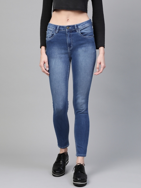 

The Roadster Lifestyle Co Women Blue Super Skinny Fit Mid-Rise Clean Look Stretchable Jeans