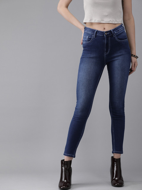 

The Roadster Lifestyle Co Women Blue Super Skinny Fit Mid-Rise Clean Look Stretchable Jeans
