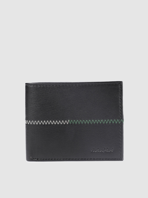 

ColorPlus Men Black Embroidered Two Fold Leather Wallet