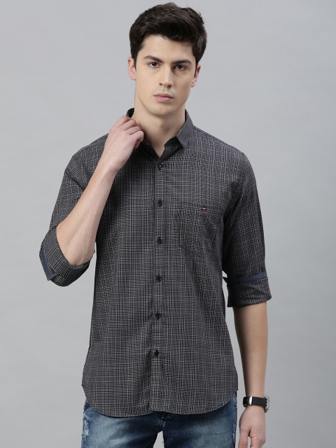 

Louis Philippe Jeans Men Grey & White Super Slim Fit Checked Casual Shirt