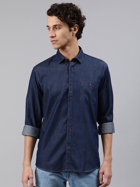 

Louis Philippe Jeans Men Navy Blue Slim Fit Solid Chambray Casual Shirt