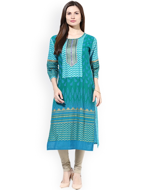 

Castle Turquoise Blue Printed Kurta