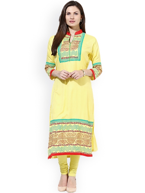 

Castle Yellow Printed Kurta