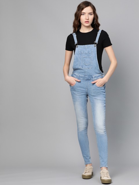 

The Roadster Lifestyle Co Women Blue Faded Skinny Fit Denim Dungaree