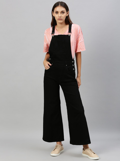 

Roadster Women Black Solid Flared Dungarees