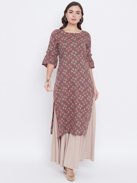 

rangeelo rajasthan Women Brown Printed Straight Kurta