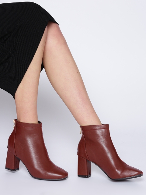 

20Dresses Women Burgundy Solid Heeled Boots