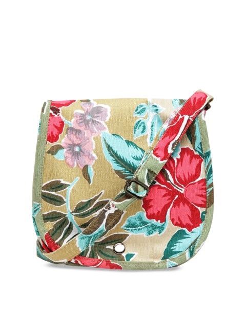 

The House of Tara Beige & Green Printed Sling Bag