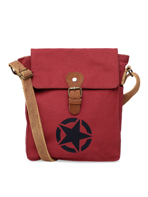 

The House of Tara Unisex Maroon & Black Printed Messenger Bag