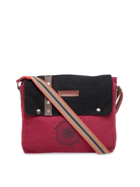 

The House of Tara Unisex Maroon & Black Printed Messenger Bag