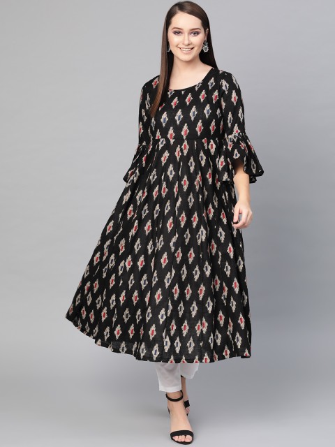 

AKS Women Black Printed Anarkali Kurta