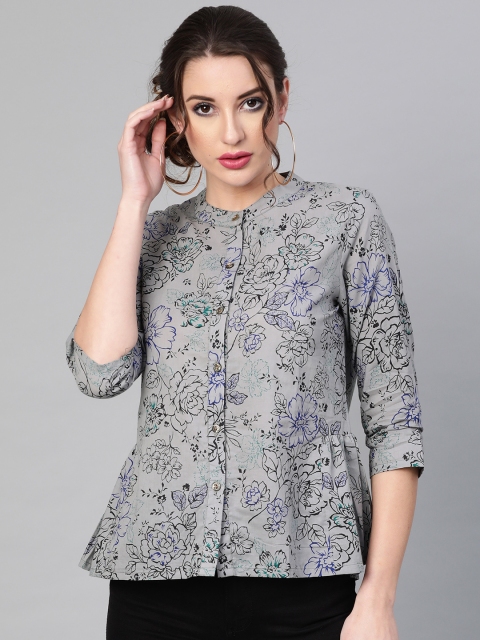

AKS Women's Grey & Black Printed Tunic