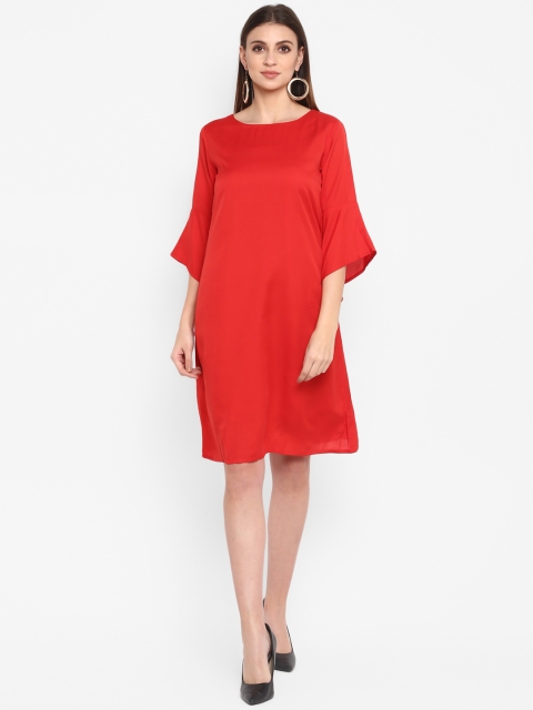 

Color Cocktail Women Red Solid Fit and Flare Dress