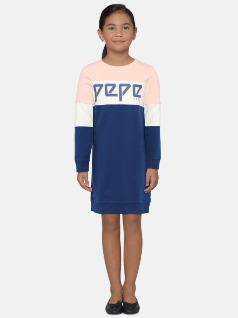 

Pepe Jeans Girls Blue & Pink Colourblocked T-shirt Dress