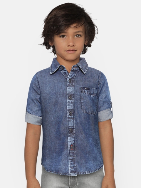 

Pepe Jeans Boys Navy Blue Regular Fit Faded Denim Shirt