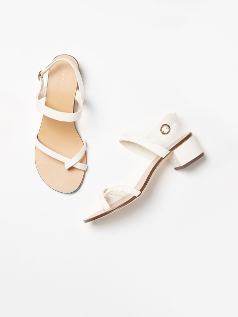 

CHARLES & KEITH Women White Solid Sandals