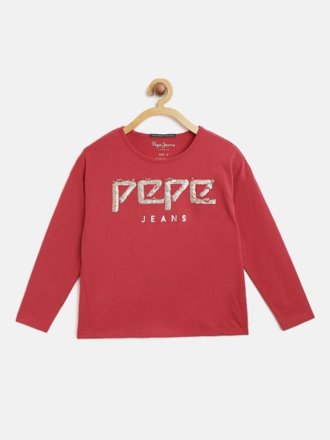 

Pepe Jeans Girls Red Sequinned Round Neck T-shirt