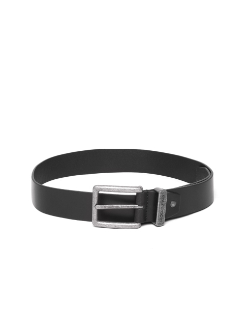 

Woodland Men Black Solid Leather Belt