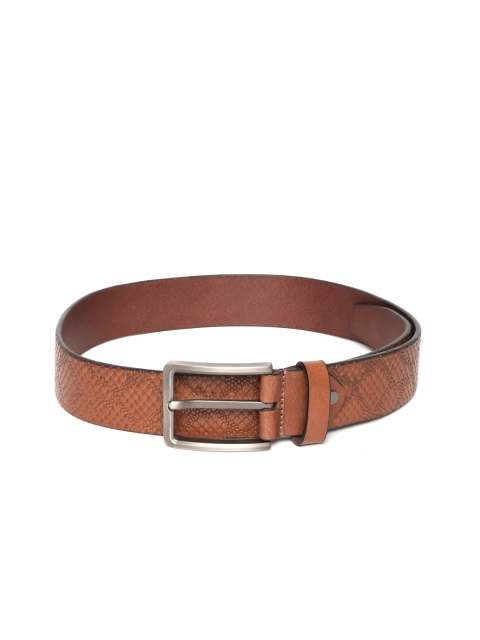 

Woodland Men Tan Brown Leather Snakeskin Pattern Belt