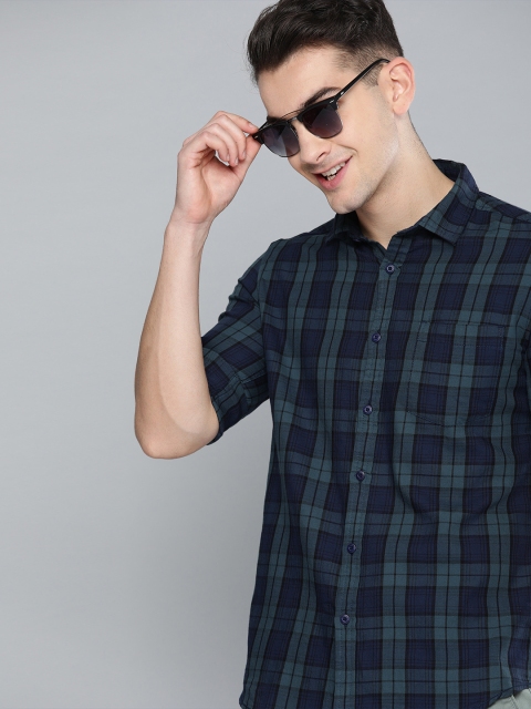 

HERE&NOW Men Blue Slim Fit Checked Casual Shirt