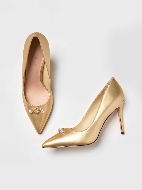 

CHARLES & KEITH Women Gold-Toned Solid Stilettos