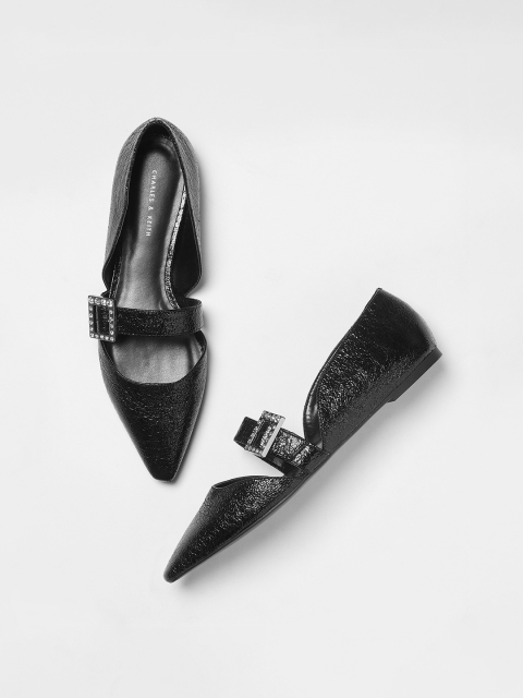 

CHARLES & KEITH Women Black Solid Ballerinas