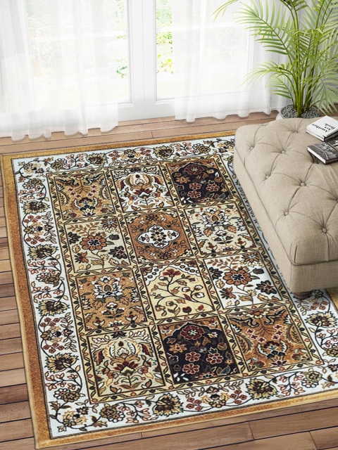 

Status Camel-Brown & Off-White Printed Vintage Persian Nylon Anti-Skid Carpet