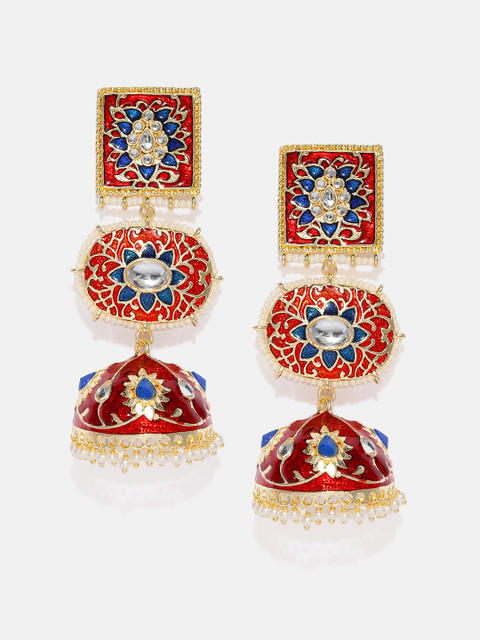 

Anouk Red Dome Shaped Enamelled Jhumkas