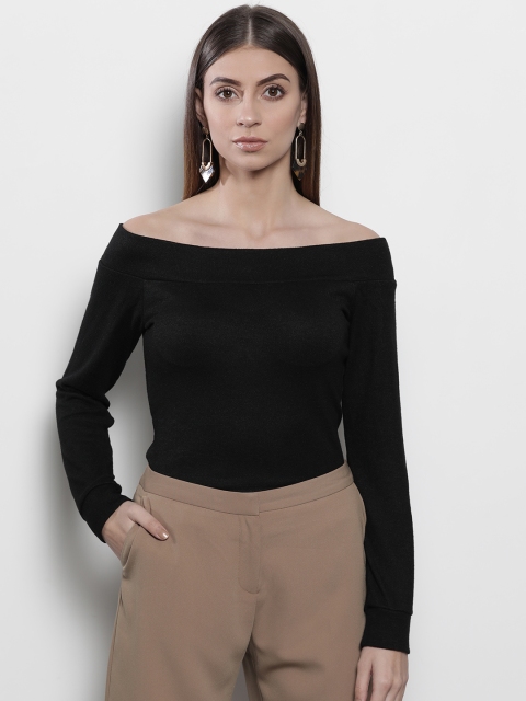 

DOROTHY PERKINS Women Black Solid Bardot Top