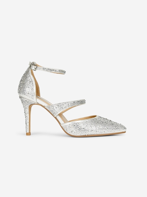 

DOROTHY PERKINS Women Silver-Toned Embellished Pumps