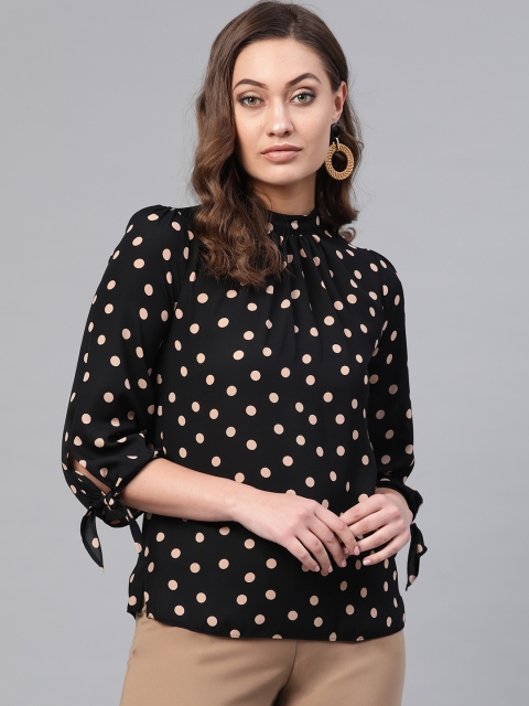 

DOROTHY PERKINS Women Black & Beige Printed Top