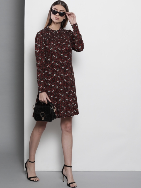 

DOROTHY PERKINS Women Black & Red Printed A-Line Dress