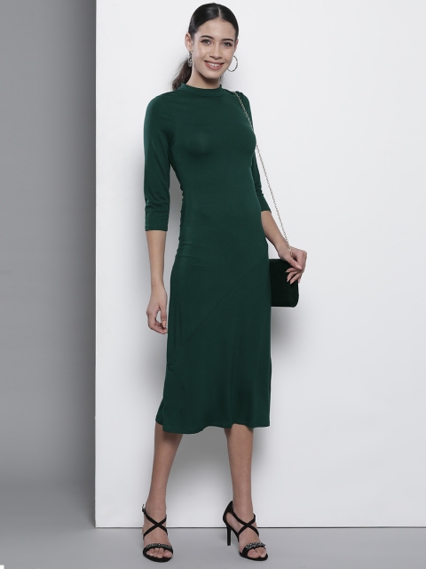 

DOROTHY PERKINS Women Green Solid Midi A-Line Dress
