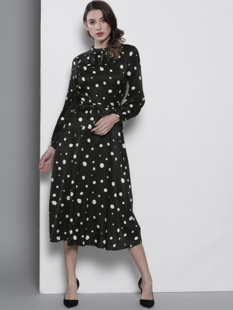 

DOROTHY PERKINS Women Black & White Printed A-Line Dress