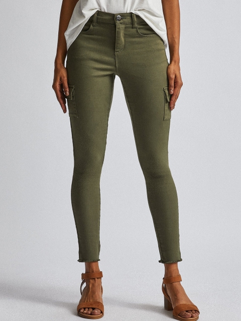 

DOROTHY PERKINS Women Olive Green Petite Regular Fit Mid-Rise Clean Look Stretchable Jeans