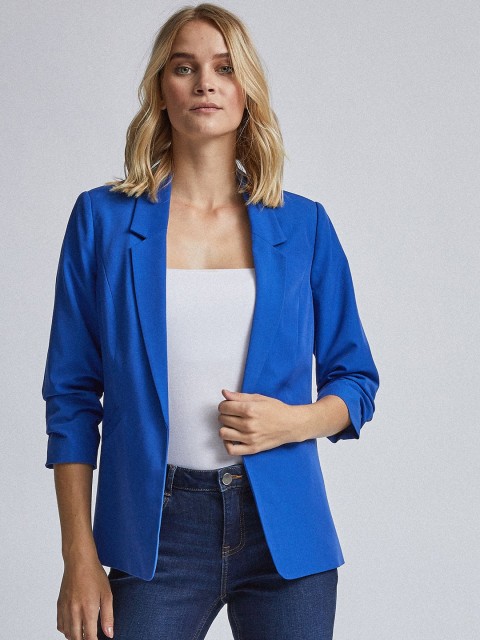 

DOROTHY PERKINS Women Blue Solid Open Front Casual Blazer