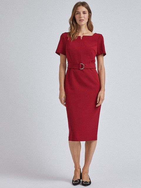 

DOROTHY PERKINS Women Red Solid Sheath Dress