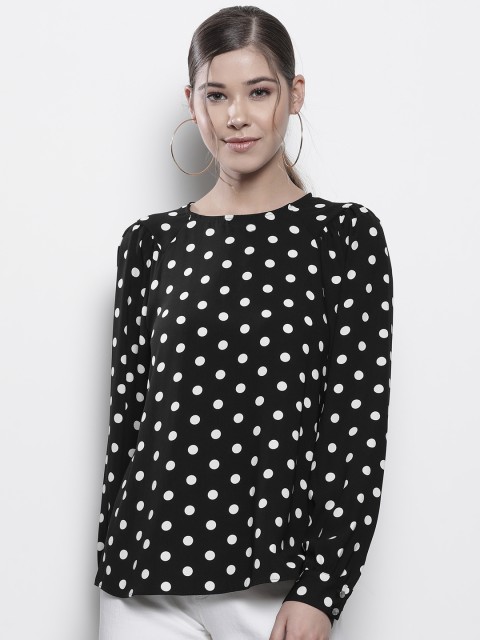 

DOROTHY PERKINS Women Black & White Polka Dot Printed Top