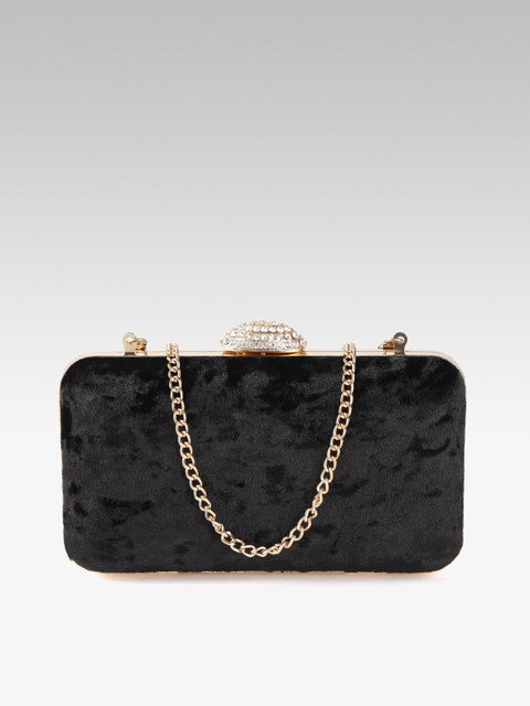 

DOROTHY PERKINS Black Solid Velvet Finish Box Clutch
