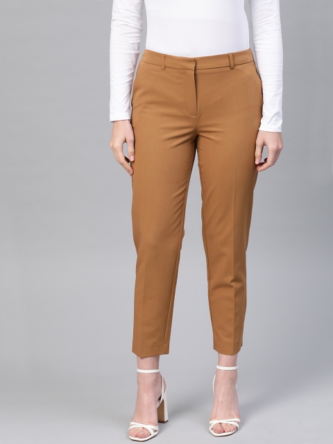 

DOROTHY PERKINS Women Khaki Regular Fit Solid Cropped Trousers