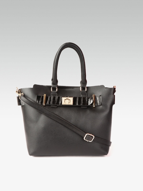

DOROTHY PERKINS Black Solid Handheld Bag with Detachable Sling Strap