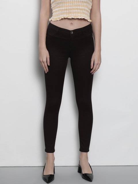 

DOROTHY PERKINS Women Black Super Skinny Fit Mid-Rise Clean Look Cropped Stretchable Jeans