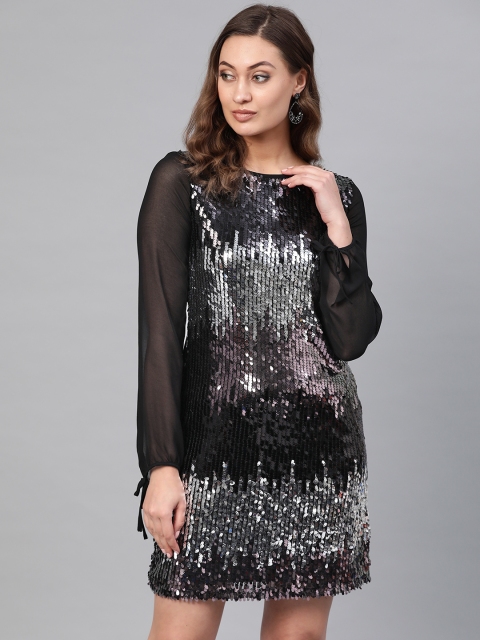 

DOROTHY PERKINS Women Black Sequinned Sheath Dress